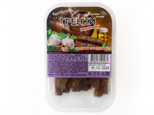 Сухарики со вкусом чеснока: Сурские гренки Чеснок с зеленью (100 гр)